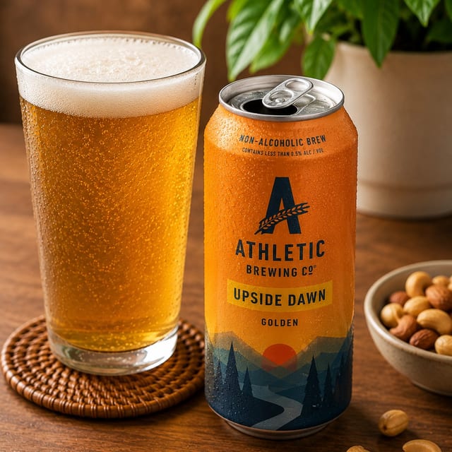 Athletic Brewing Upside Dawn Golden Ale.